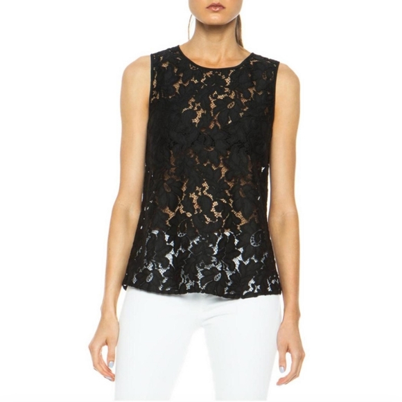 DIANE VON FURSTENBERG Black Lace Top - Picture 4 of 5